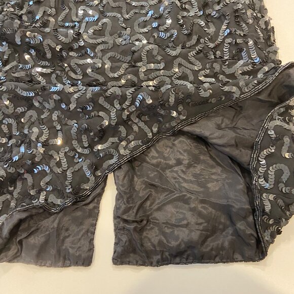 NWT Vintage Principles Black Cocktail Dress Silk Sequin Short Sleeve Sheer Back - Picture 16 of 16